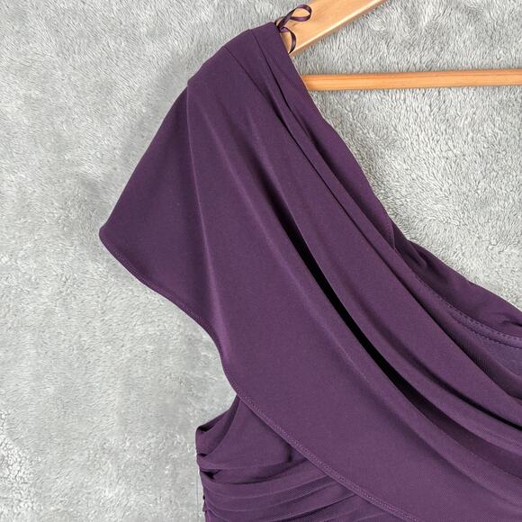 NWT Alex Evenings Dress Maxi 16 Purple Aubergine Cowl Pleat Mother of the Bride - Picture 10 of 16